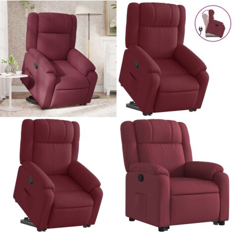 Sillón reclinable elevable tela rojo tinto - Sillón para personas mayores - Motor eléctrico