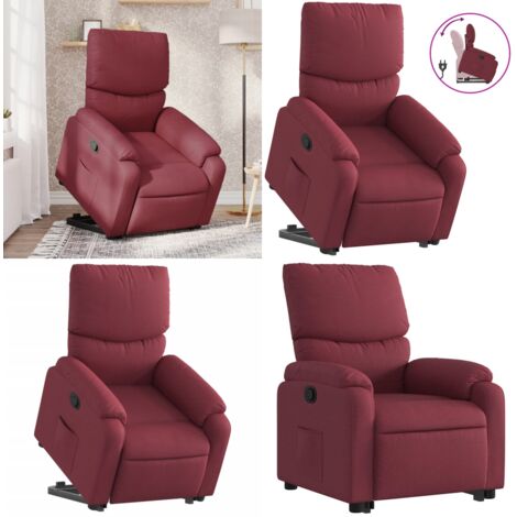 Sillón reclinable elevable tela rojo tinto - Sillón para personas mayores - Motor eléctrico
