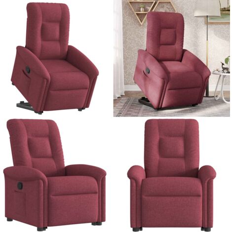 Sillón reclinable elevable tela rojo tinto - Sillón para personas mayores - Motor eléctrico