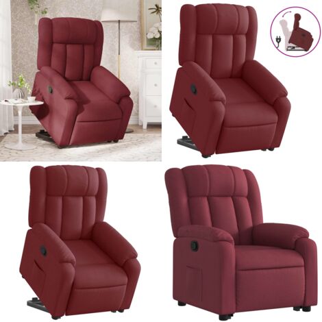 Sillón reclinable elevable tela rojo tinto - Sillón para personas mayores - Motor eléctrico
