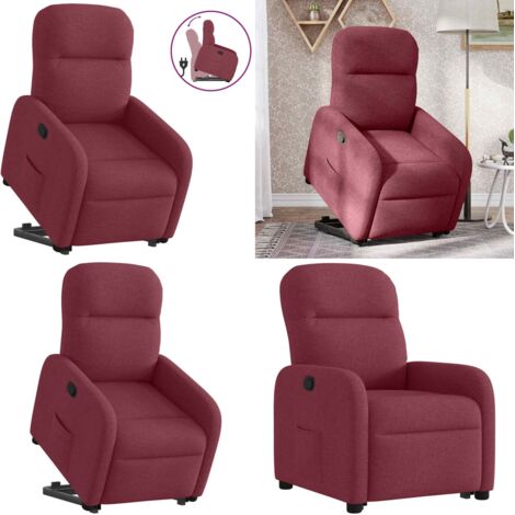Sillón reclinable elevable tela rojo tinto - Sillón para personas mayores - Motor eléctrico