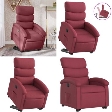 Sillón reclinable elevable tela rojo tinto - Sillón para personas mayores - Sillón eléctrico