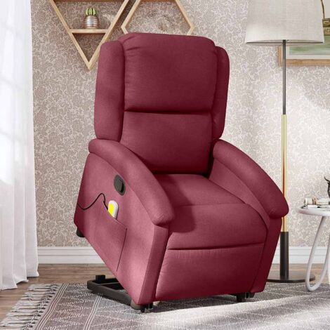 Sillón reclinable elevable tela rojo tinto vidaXL
