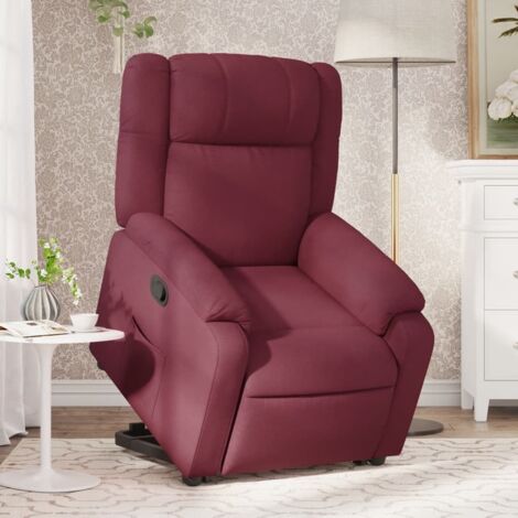 Sillón reclinable elevable tela rojo tinto vidaXL