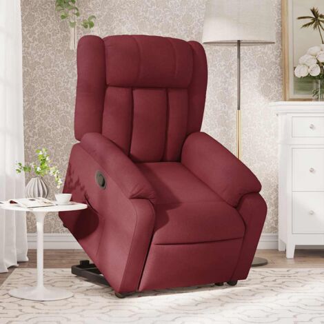 Sillón reclinable elevable tela rojo tinto vidaXL