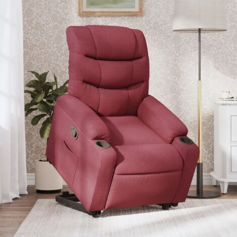 Sillón reclinable elevable tela rojo tinto vidaXL