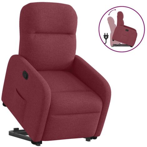 Sillón reclinable elevable tela rojo tinto vidaXL
