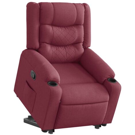 Sillón reclinable elevable tela rojo tinto vidaXL
