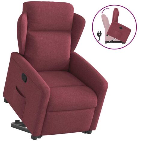 Sillón reclinable elevable tela rojo tinto vidaXL