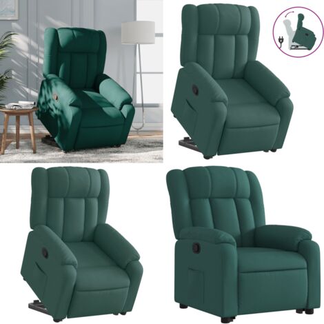 Sillón reclinable elevable tela verde oscuro - Asiento elevable - Sillón para personas mayores
