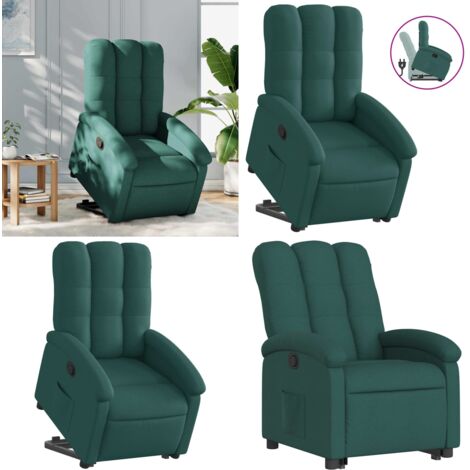 Sillón reclinable elevable tela verde oscuro - Sillón elevable - Asiento elevable