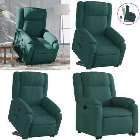 Sillón reclinable elevable tela verde oscuro - Sillón elevable - Asiento reclinable