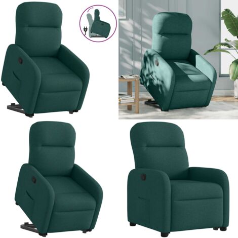 Sillón reclinable elevable tela verde oscuro - Sillón para personas mayores - Elevación eléctrica