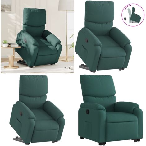 Sillón reclinable elevable tela verde oscuro - Sillón para personas mayores - Motor eléctrico