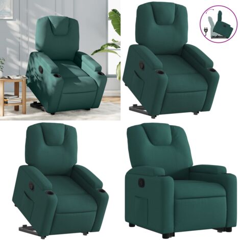 Sillón reclinable elevable tela verde oscuro - Sillón para personas mayores - Motor eléctrico