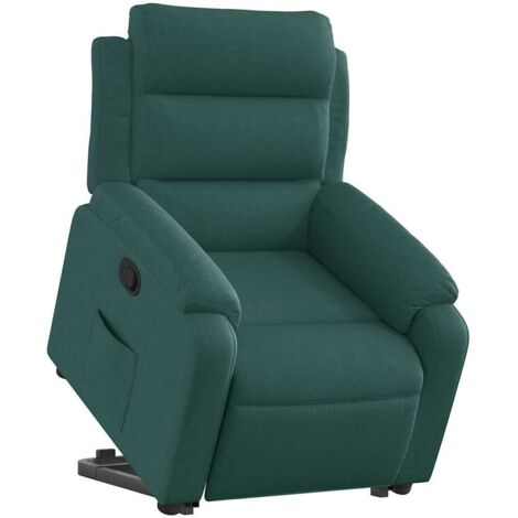Sillón reclinable elevable tela verde oscuro vidaXL