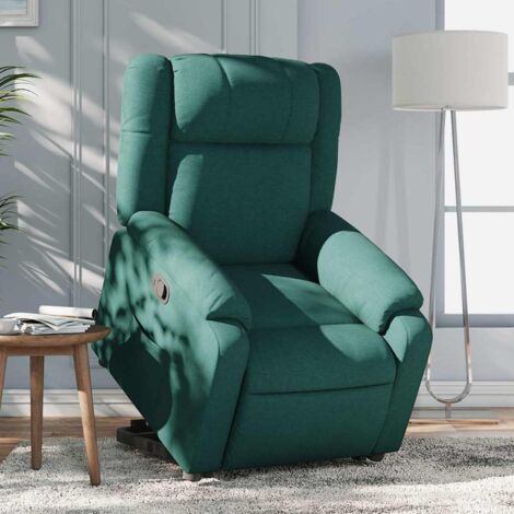Sillón reclinable elevable tela verde oscuro vidaXL