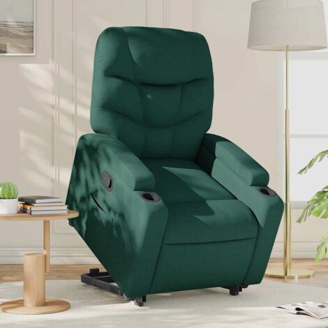 Sillón reclinable elevable tela verde oscuro vidaXL
