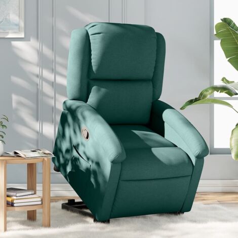 Sillón reclinable elevable tela verde oscuro vidaXL