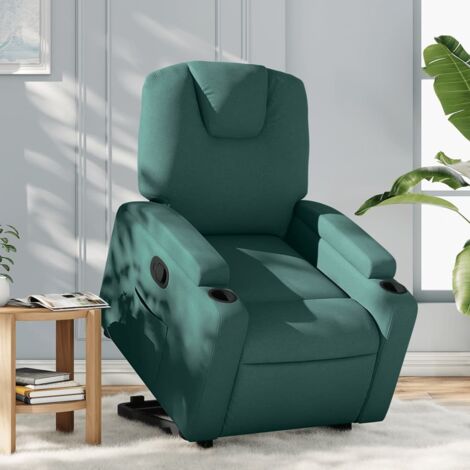 Sillón reclinable elevable tela verde oscuro vidaXL