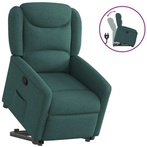 Sillón reclinable elevable tela verde oscuro vidaXL
