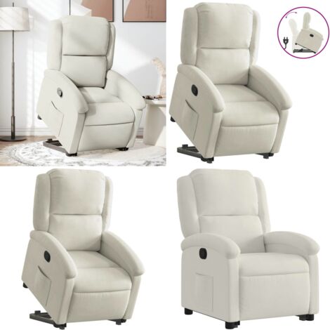 Sillón reclinable elevable terciopelo crema - Sillón para personas mayores - Sillón eléctrico