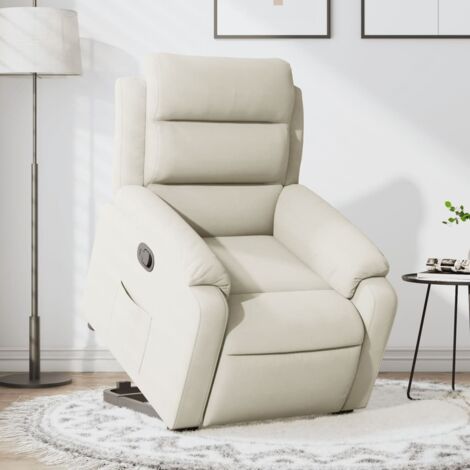 Sillón reclinable elevable terciopelo crema vidaXL