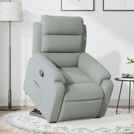 Sillón reclinable elevable terciopelo gris claro vidaXL