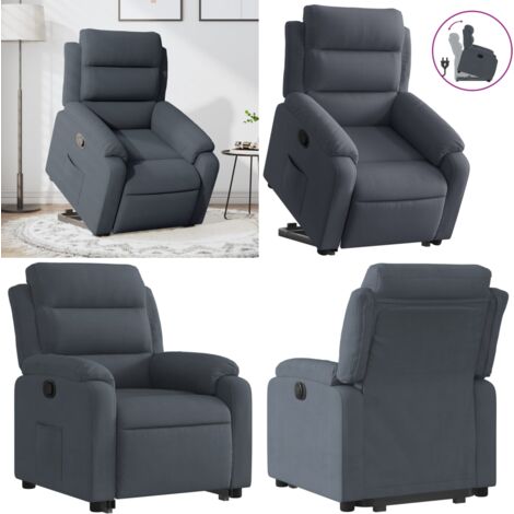 Sillón reclinable elevable terciopelo gris oscuro - Asiento elevable - Sillón para personas mayores