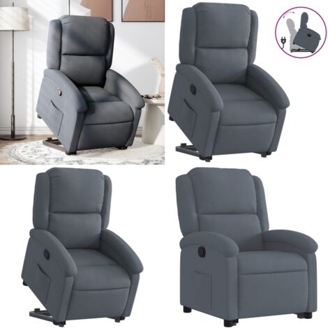Sillón reclinable elevable terciopelo gris oscuro - Sillón para personas mayores - Elevación eléctrica