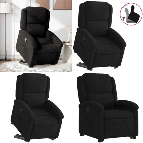 Sillón reclinable elevable terciopelo negro - Sillón para personas mayores - Motor eléctrico