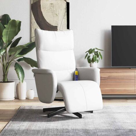 Sillón reclinable masaje con reposapiés cuero sintético