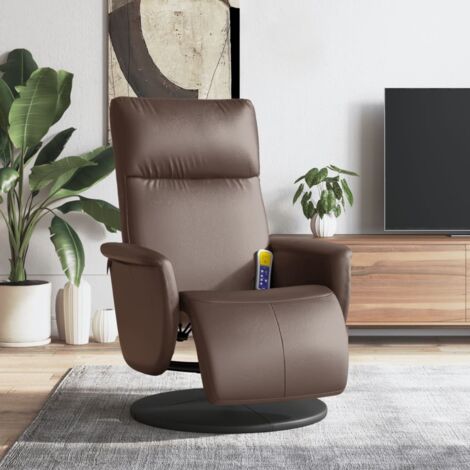 Sillón reclinable masaje con reposapiés cuero sintético marrón vidaXL