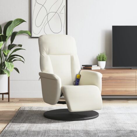Sillón reclinable masaje con reposapiés terciopelo color crema vidaXL