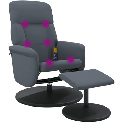Sillón reclinable masaje con reposapiés terciopelo gris oscuro vidaXL
