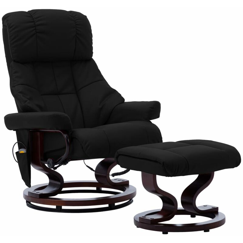 

Sillón reclinable masaje cuero sintético madera curvada negro