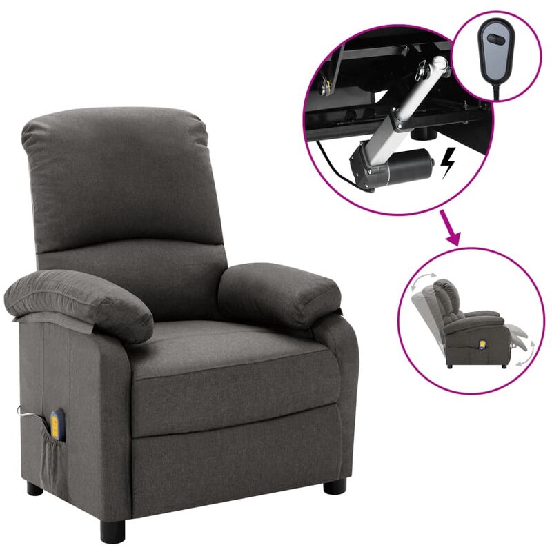 

Sillón reclinable masaje eléctrico de tela gris oscuro