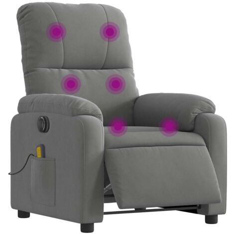 Sillón reclinable masaje eléctrico tela microfibra gris oscuro vidaXL