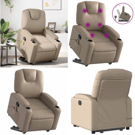 Sillón reclinable masaje pie cuero artificial color capuchino - Masaje - Elevación eléctrica