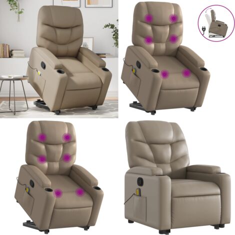 Sillón reclinable masaje pie cuero artificial color capuchino - Masaje - Elevación eléctrica