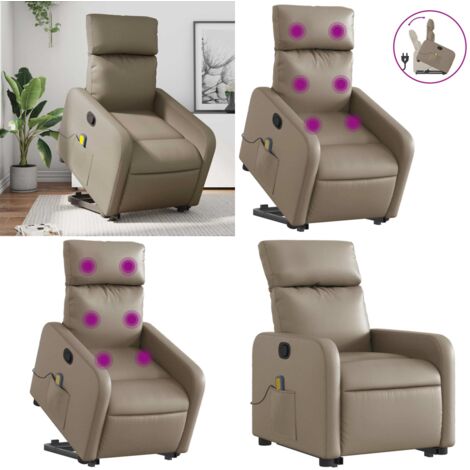 Sillón reclinable masaje pie cuero artificial color capuchino - Masaje - Elevación eléctrica