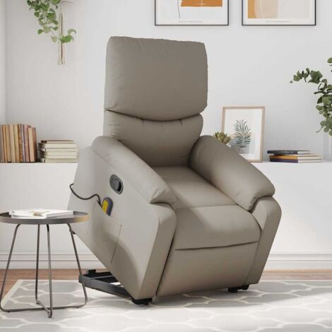 Sillón reclinable masaje pie cuero artificial color capuchino vidaXL