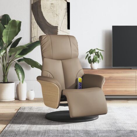 Sillón reclinable masaje reposapiés cuero sintético capuchino vidaXL