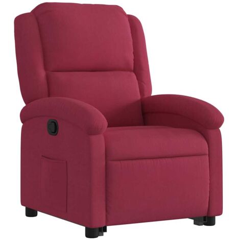 Sillón reclinable para TV con cómodo acolchado y función de elevación eléctrica en tejido de terciopelo burdeos DEC028165