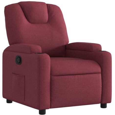 Sillón reclinable para TV con cómodo tapizado en tela color rojo burdeos DEC028155