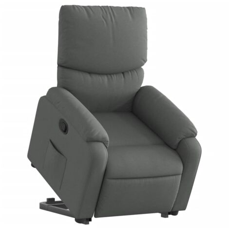 Sillón reclinable para TV con cómodo tapizado y función de elevación eléctrica en tela gris oscuro DEC027933
