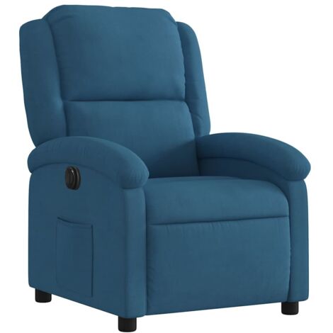 Sillón reclinable para TV con elevación eléctrica, muy cómodo en terciopelo azul DEC028240