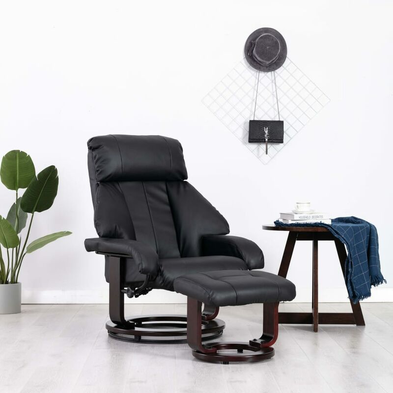 

Sillón reclinable para TV con reposapiés cuero sintético negro