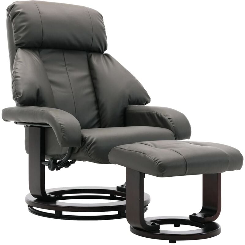 

Vidaxl - Sillón Reclinable para TV con Reposapiés Cuero Sintético Gris - Gris