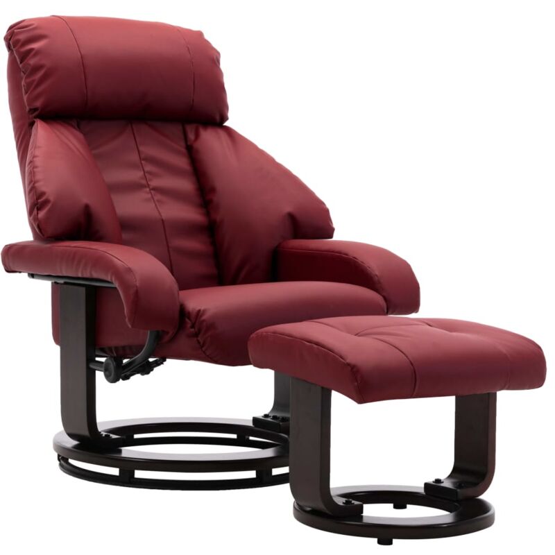 

Sillón Reclinable para TV con Reposapiés Cuero Sintético Vino - Rojo - Vidaxl